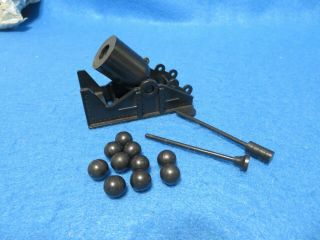 Marx Giant Blue& Gray Playset Firing Mortar With All 10 Balls,  2 Ramrods