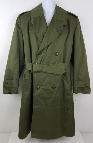 Vintage Us Military Long Coat 1955 Green Wool Overcoat Men 