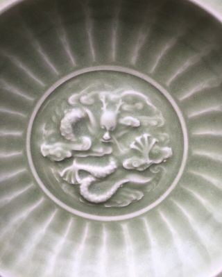 Antique chinese song Longquan Celadon Small Porcelain Plate Dragon Motif 2