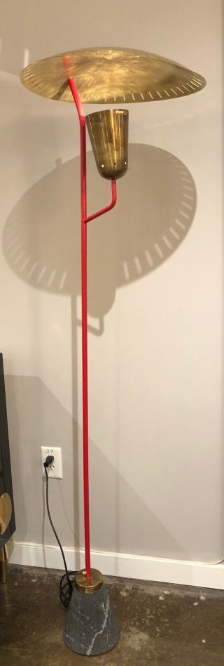 Mid Century Italian Red Floor Lamp