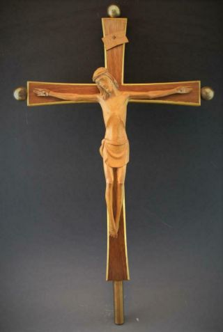 Gorham Gilt Bronze & Marble Standing Church Altar Crucifix Rosewood 46 
