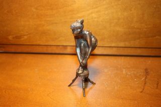 Figural French Mechanical Nude Erotica Naughty Bronze Lady on Stool Brothel Item 2