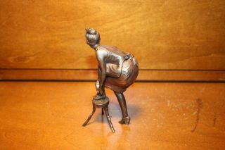 Figural French Mechanical Nude Erotica Naughty Bronze Lady on Stool Brothel Item 3