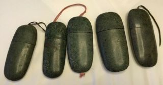 Five Antique19th Century Oriental Shagreen Cocered Eyeglasses Cases