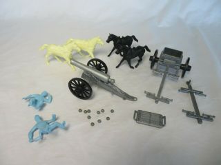 Marx Giant Blue& Gray Playset Complete And Limber,  Cannon,  Crew,  4 Horses