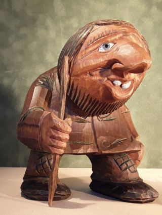 Handsome,  Hand Carved Troll from Norway SIGNED 1979,  Masterfully Crafted, 3