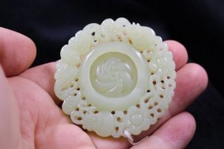 Old Antique White/nephrite Jade 1700 To 1800 Hand Carved Pendant Fast