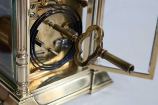 ANTIQUE FRENCH CARRIAGE CLOCK strike repeat & alarm HEAVY GILT BRONZE CASE 11