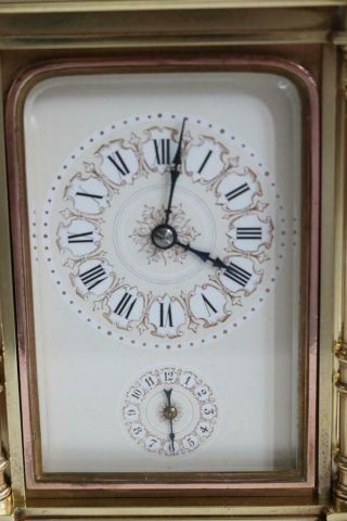 ANTIQUE FRENCH CARRIAGE CLOCK strike repeat & alarm HEAVY GILT BRONZE CASE 12