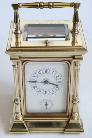 ANTIQUE FRENCH CARRIAGE CLOCK strike repeat & alarm HEAVY GILT BRONZE CASE 2