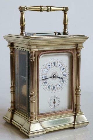 ANTIQUE FRENCH CARRIAGE CLOCK strike repeat & alarm HEAVY GILT BRONZE CASE 3