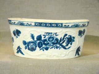 18th Century Worcester First Dr Wall Period Blue & White Butter Tub 1776 - 1790