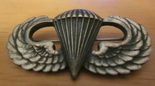 Ww 2 Airborne Jump Wings Pin Back Stamped Sterling.