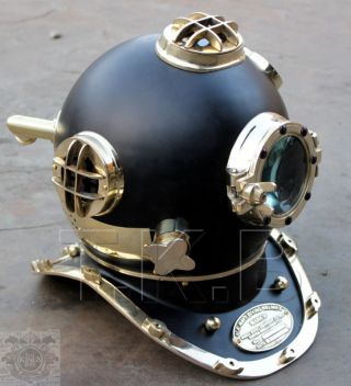 Maritime Black Antique Deep Sea Marine Us Navy Mark V Divers Diving Helmet 18 "