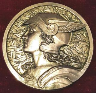 Large French Art Deco Bronze Medallion Plaque - 1930 6 " Relief Fraisse Marianne