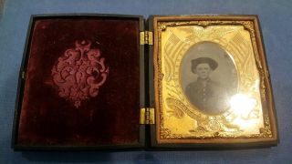 Antique Tintype Photo Of Young Civil War Soldier - Frame