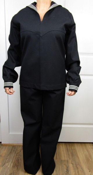 Vintage Real Us Navy Crackerjack Sailor Uniform Suit Jacket Pants 33r / 42