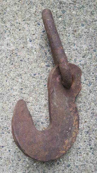 Antique Vintage Cast Iron Portable Tie Down Hook Anchor Weight Eye Hook 13.  5 Lbs
