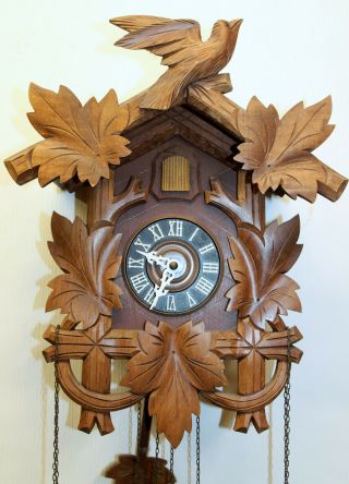 Old Clock Cuckoo Wall Clock Black Forest Made In West Germany
