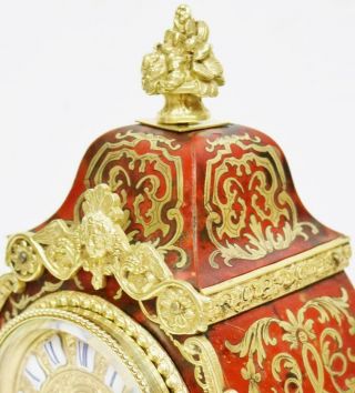 Antique French 8 Day Red Shell & Bronze Ormolu Bell Striking Boulle Mantel Clock 6