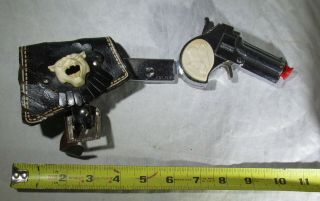 Vintage Hubley Spring Loaded Hide A Way Panther Derringer Cap Gun W/holster - Rare