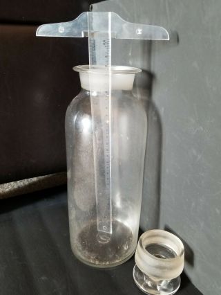 11 " Antique Apothecary Jar Medicine Bottle Vintage Stopper Hand Blown