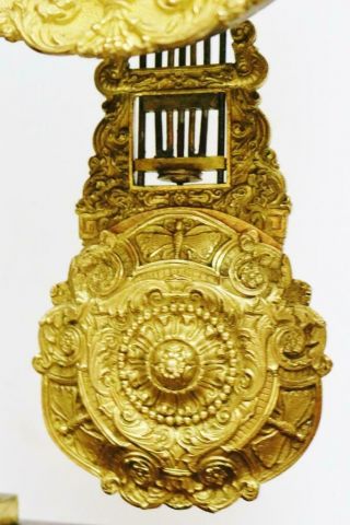 Rare Antique French 8 Day Bell Striking Mahogany & Bronze Portico Mantel Clock 7