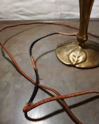 Tiffany Studios Lamp Base W/damascene Shade And Brass Heat Cap 6