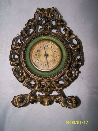 Decorative 1902 Antique Clock And Frame French Art Deco Windup Cast Iron?