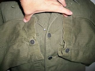 Herringbone Twill HBT WW2 Shirt/ Jacket Olive Size 38R 13 Star Buttons Gas Flap 5