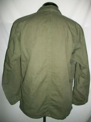 Herringbone Twill HBT WW2 Shirt/ Jacket Olive Size 38R 13 Star Buttons Gas Flap 6