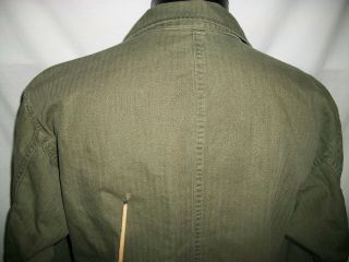 Herringbone Twill HBT WW2 Shirt/ Jacket Olive Size 38R 13 Star Buttons Gas Flap 7