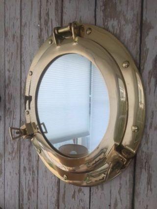 8 " Brass Porthole Mirror Nautical Maritime Wall Decor Ship Cabin Window Gift