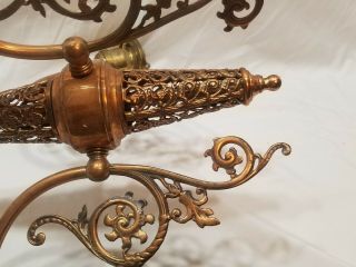 Early 1900 ' s 3 light pendant Chandelier brass Art Nouveau Rococ Filigree ornate 2