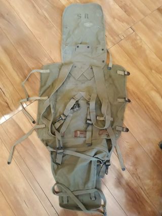 WW2 US Army M - 1928 haversack marked 1941with blanket pack tail 3