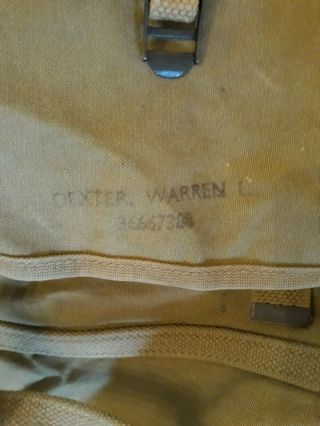 WW2 US Army M - 1928 haversack marked 1941with blanket pack tail 5