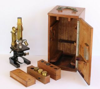 Antique Brass Ernst Leitz Wetzlar Microscope C1895 (№34061) With Cabinet