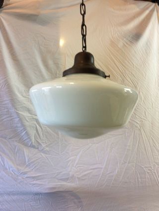 Vintage Antique School House Pendant Light Vintage Milk Glass