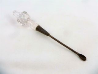 Antique Victorian Cut Glass Brass Snuff Laudanum Opium Medicine Cayenne Spoon