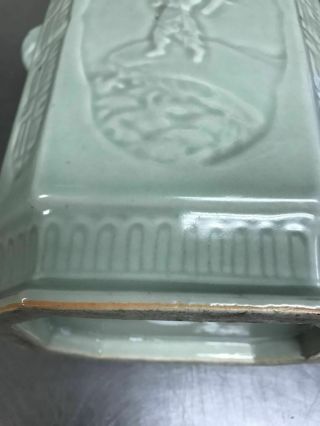 Chinese Antique LongQuan Green Glaze Beast Vase 19c 10