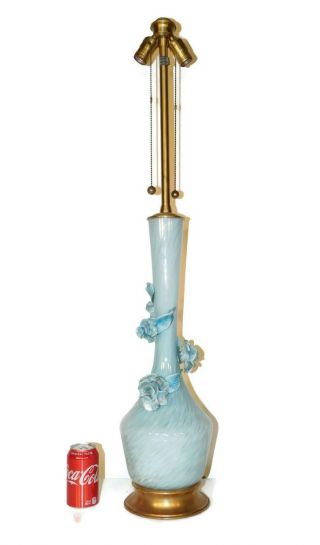 Marbro 1950s/60s Murano Venetian Blue Gold Flecks Hollywood Regency Lamp