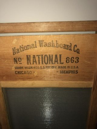 Vintage Old National Washboard Co No 863 The Glass King Chicago Memphis Made USA 4