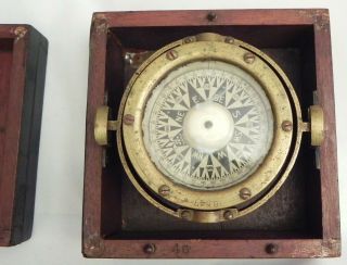 Antique Maritime Boat Ship Compass in Wooden Box HAND 6547 46 Accurately 11