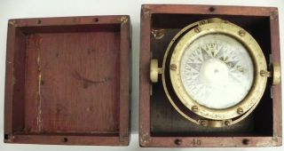 Antique Maritime Boat Ship Compass in Wooden Box HAND 6547 46 Accurately 12