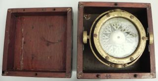 Antique Maritime Boat Ship Compass in Wooden Box HAND 6547 46 Accurately 2