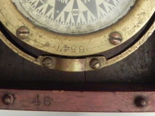 Antique Maritime Boat Ship Compass in Wooden Box HAND 6547 46 Accurately 3
