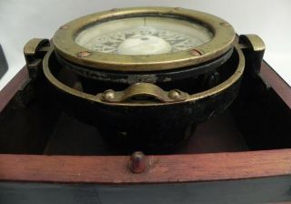 Antique Maritime Boat Ship Compass in Wooden Box HAND 6547 46 Accurately 8