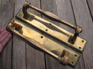 Old Large Brass Door Pull Handles / Shop / Bar 1 Of 2 Pairs