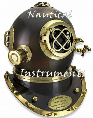 Us Navy Black Maritime Gift Mark V Antique Diving Divers Helmet Steel Full Size