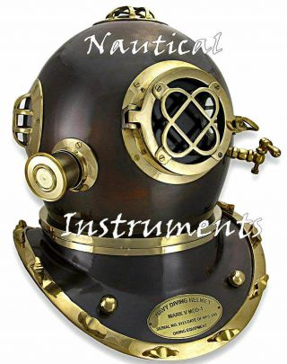 US NAVY BLACK MARITIME GIFT MARK V ANTIQUE DIVING DIVERS HELMET STEEL FULL SIZE 2